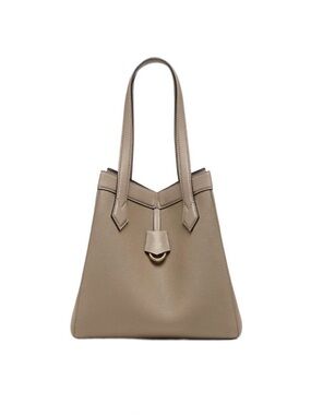 FENDI Medium Origami Bag - Taupe Leather Structured Tote Bag – Calfskin 100%